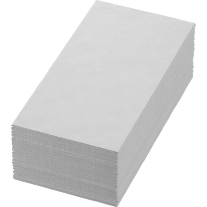 Em um fundo simples, pode-se ver uma pilha de guardanapos Bio-Dunisoft 40 x 40 cm 1/8 Buchfalz da Duni GmbH. Os guardanapos ecológicos são biodegradáveis e estão bem empilhados.