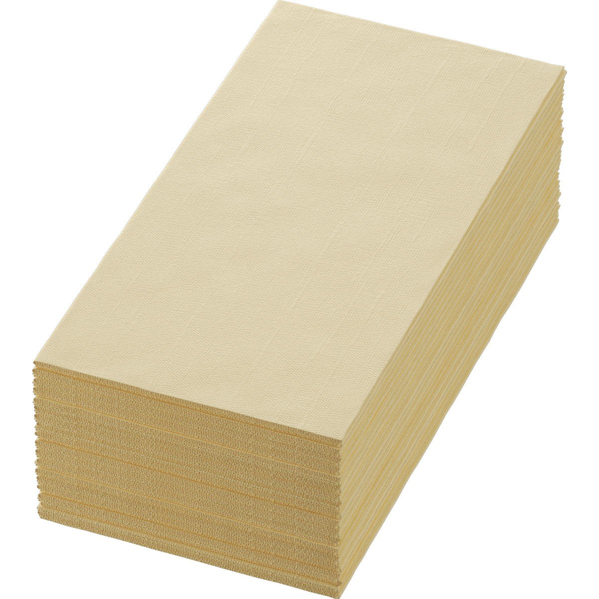 Uma pilha de guardanapos Bio-Dunisoft 40 x 40 cm 1/8 Buchfalz da Duni GmbH, conhecida pela sua qualidade ecológica, está bem arrumada sobre um fundo branco.