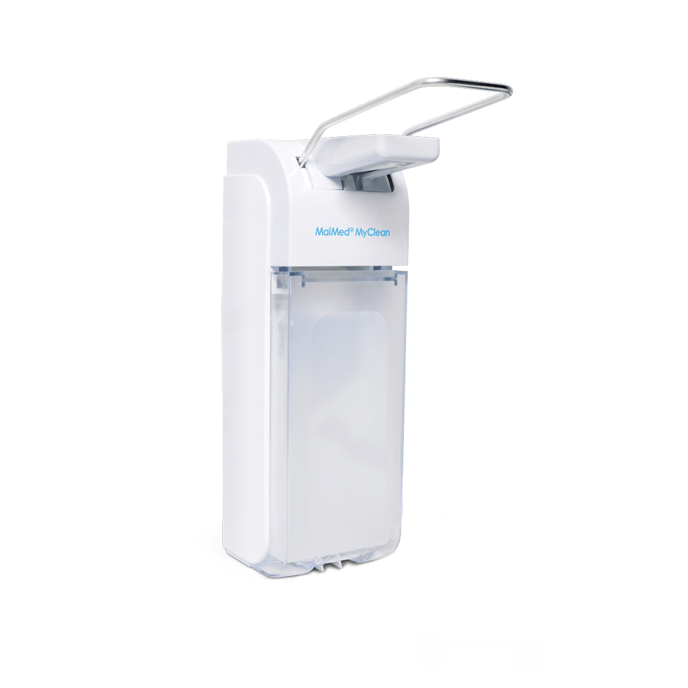 Dispensador universal MaiMed MyClean plástico com alavanca de braço branco para 500ml e 1l (incl. adaptador de 500ml) | Frasco (500ml)