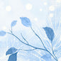 Uma ilustração digital com folhas e ramos azuis, pontos de luz abstratos e padrões geométricos cria um design de inverno aquarelado e calmante - ideal para guardanapos Duni GmbH 33x33 3 camadas 1/4 Frosted Winter | Embalagem (50 unidades).