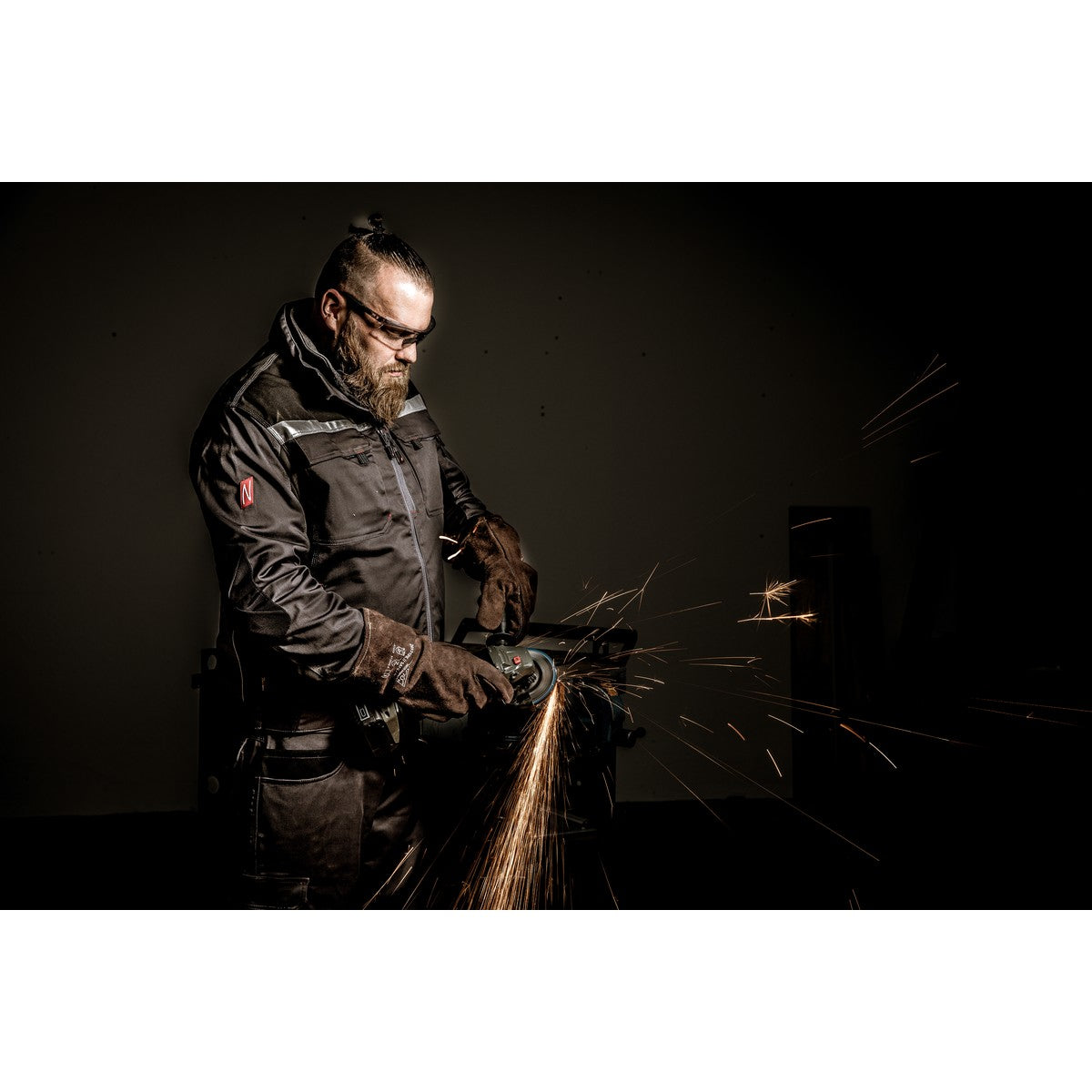 NITRAS SAFE PRO, luvas de soldagem, marrom, EN 388, EN 12477 couro dividido | Pacote (12 pares)