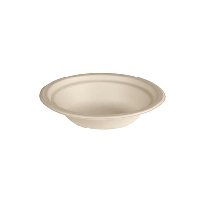 O prato de sopa de 400 ml da Duni GmbH, não revestido, é um prato de sopa simples, redondo e creme feito de material biodegradável com design liso e borda ligeiramente elevada, mostrado sobre um fundo branco.