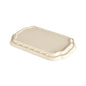 A tampa de fibra Duni GmbH Take-Away Natur Coated Bagasse 256x165x19 (pacote com 225 unidades) é uma tampa de fibra bege, retangular e vertical - uma alternativa sustentável para recipientes de take-away.
