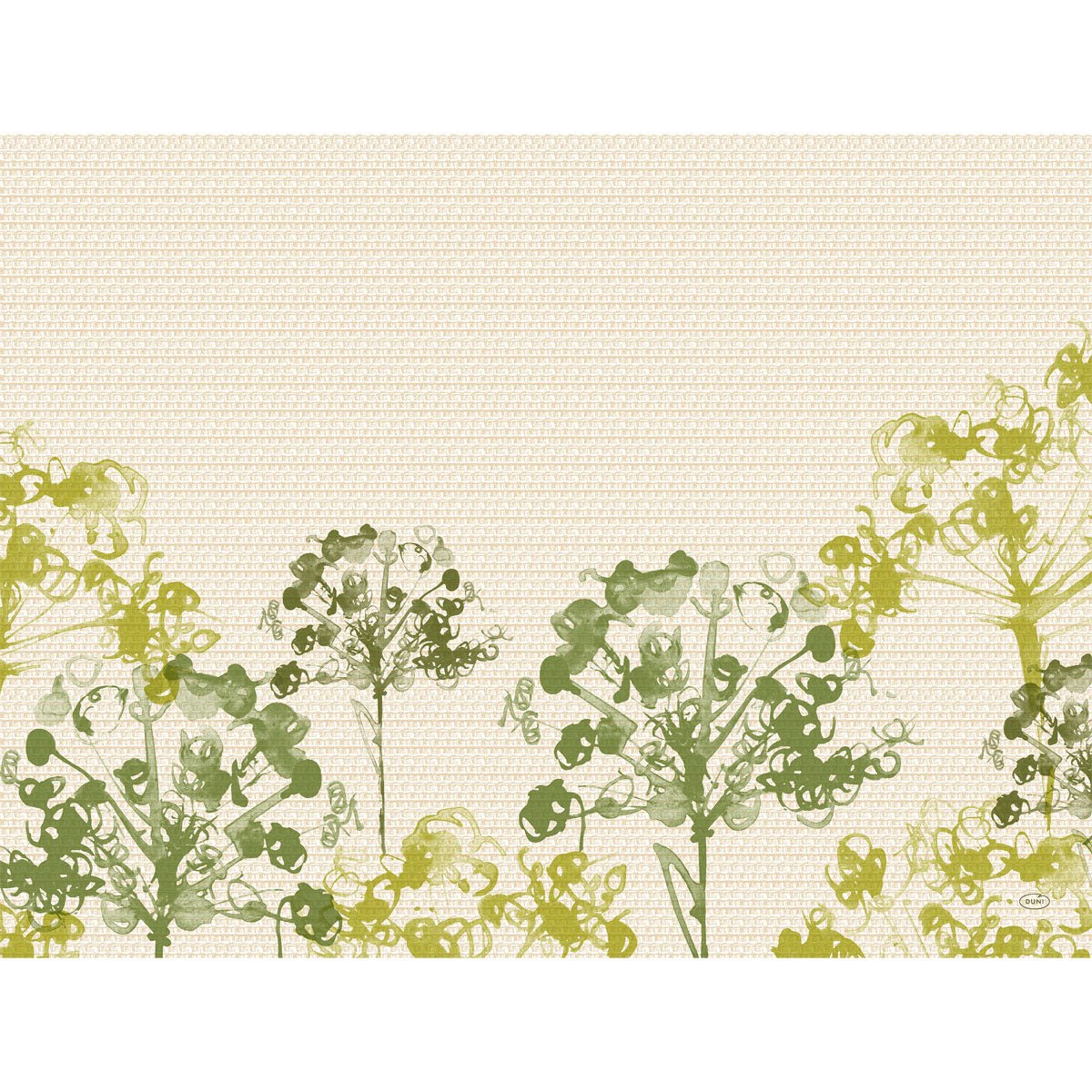 Conjuntos de mesa de papel 30x40 cm em verde da Duni GmbH: Fundo bege com árvores em aquarela verdes e amarelas no estilo Green-Umbles ao longo da borda inferior, superfície superior permanece predominantemente livre - perfeito para festas e eventos (250 peças).