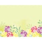 Os conjuntos de mesa de papel Duni GmbH 30x40cm Soft Tropics apresentam um fundo amarelo claro com flores aquareladas em amarelo, rosa e lilás, bem como folhas verdes na borda inferior; a borda superior e o meio permanecem amplamente vazios. A embalagem contém 250 peças.