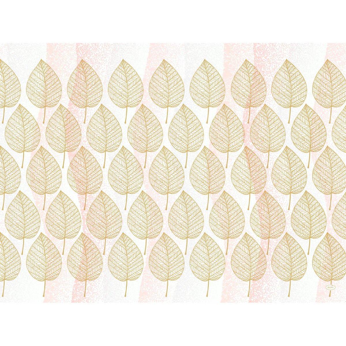 Os conjuntos de mesa de papel 30x40cm Aspen da Duni GmbH (embalagem com 250 unidades) apresentam folhas com bordas douradas em fundo rosa listrado e salpicado - elegante e ecológico para proteger a sua mesa.