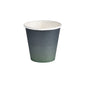 Um único copo de papel Duni GmbH WBC Urban, 180ml (pacote: 40 unidades), com interior branco e gradiente de cor de preto a verde no exterior, é visto sobre um fundo branco.