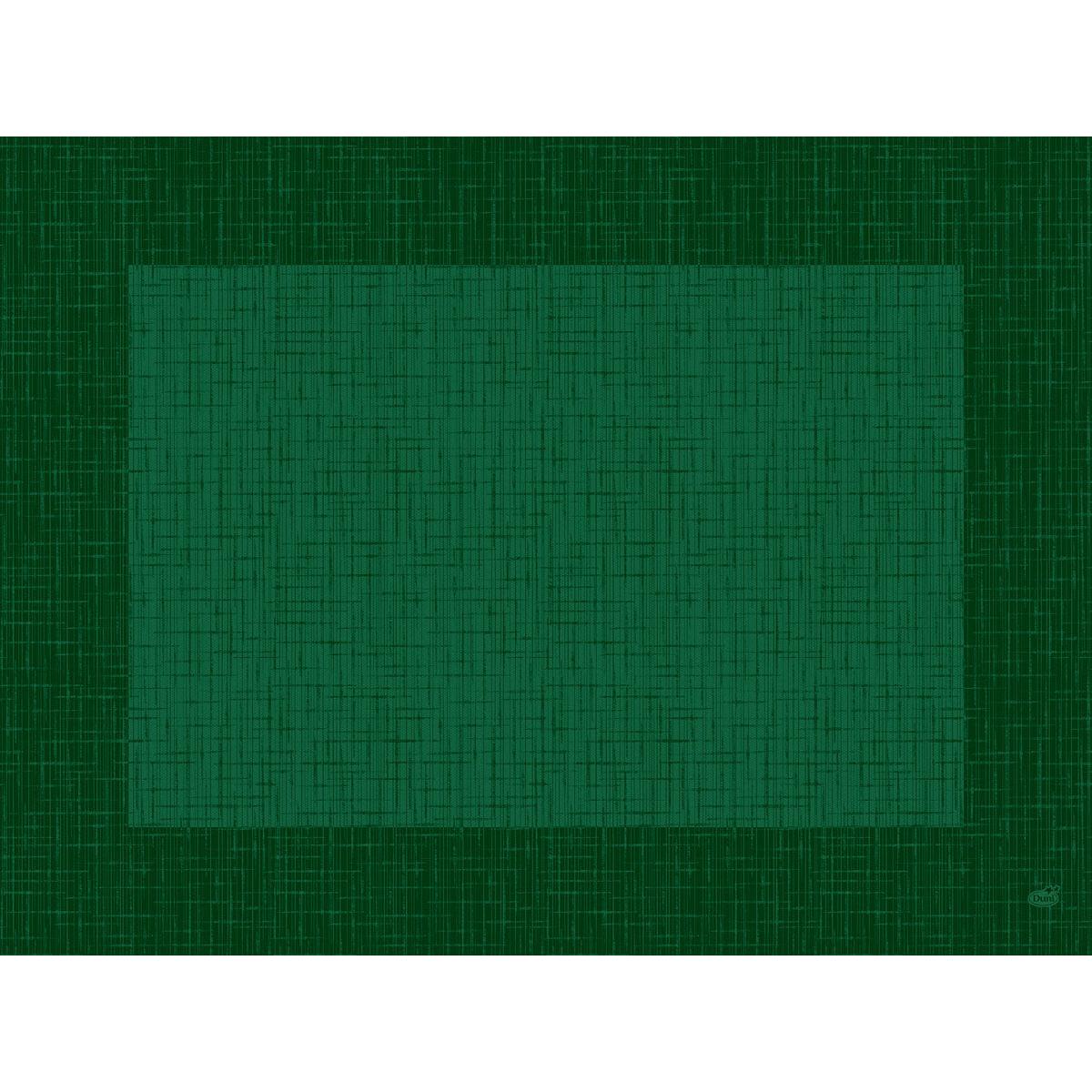Uma superfície retangular, verde e trançada está centrada em um fundo verde mais escuro com uma borda larga - perfeito para os conjuntos Bio-Dunicel 30x40 Linnea Jägergrün, individuais ecológicos em caixa (1 pacote) da Duni GmbH.