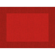 Die Bio-Dunicel-Sets 30x40 Linnea rot der Duni GmbH sind hochwertige, rechteckige rote Tischsets mit einem strukturierten Kreuzschraffurmuster und einem dunkleren roten Rand. Biologisch abbaubar. Packung mit 100 Stück.