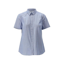 Camisa, manga curta, clássica feminina, blusa feminina stretch, azul claro