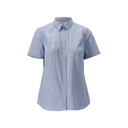 Camisa, manga curta, clássica feminina, blusa feminina stretch, azul claro
