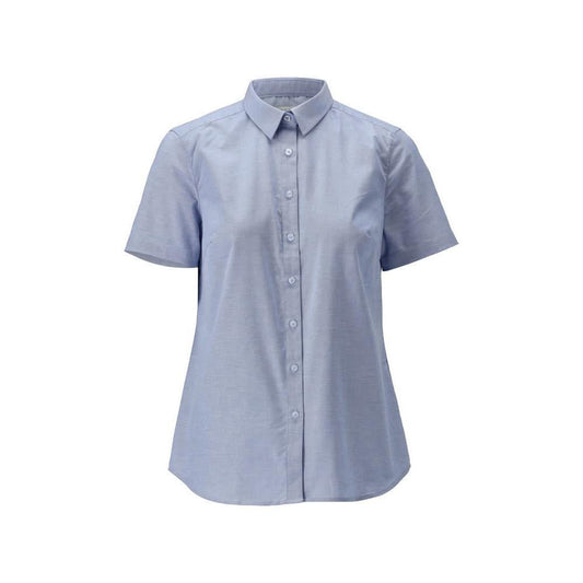 Camisa, manga curta, clássica feminina, blusa feminina stretch, azul claro