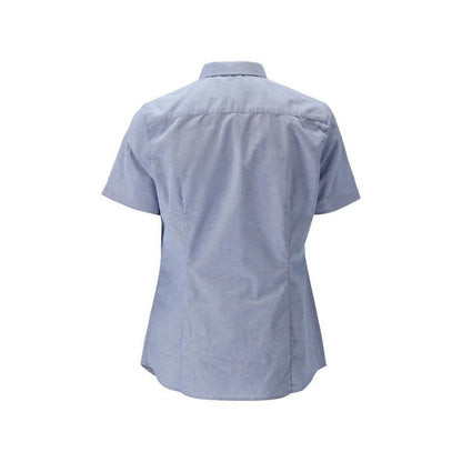 Camisa, manga curta, clássica feminina, blusa feminina stretch, azul claro