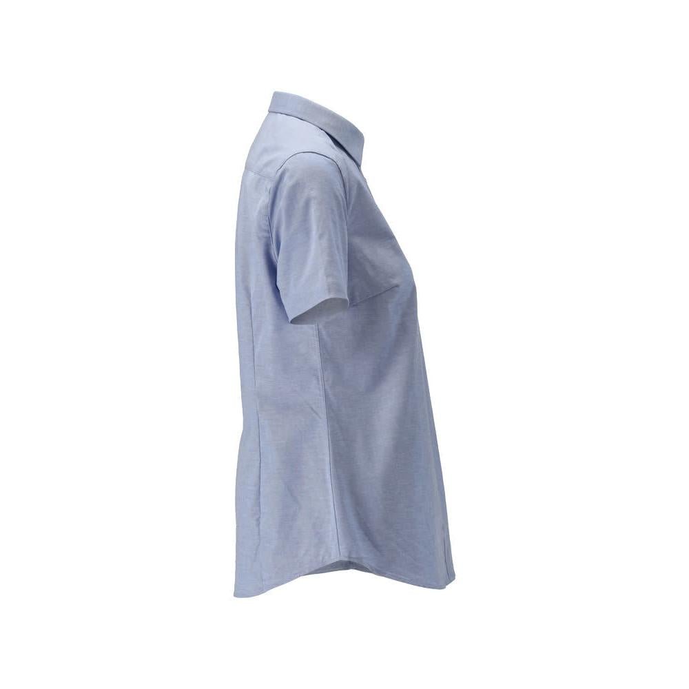 Camisa, manga curta, clássica feminina, blusa feminina stretch, azul claro