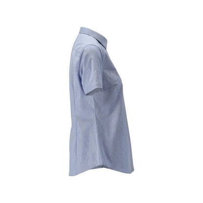 Camisa, manga curta, clássica feminina, blusa feminina stretch, azul claro