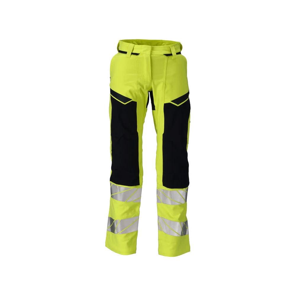 Calças, senhora, DIAMOND, bolsos nos joelhos, calças elásticas Multisafe, alta visibilidade amarelo/preto-azul