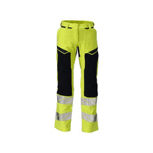 Calças, senhora, DIAMOND, bolsos nos joelhos, calças elásticas Multisafe, alta visibilidade amarelo/preto-azul
