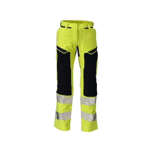 Calças, senhora, DIAMOND, bolsos nos joelhos, calças elásticas Multisafe, alta visibilidade amarelo/preto-azul