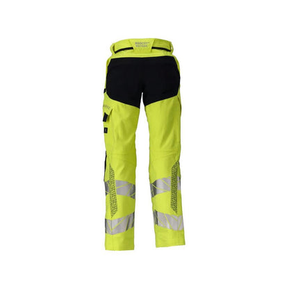 Calças, senhora, DIAMOND, bolsos nos joelhos, calças elásticas Multisafe, alta visibilidade amarelo/preto-azul