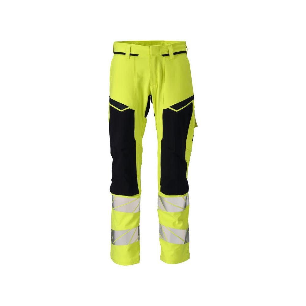 Calças, bolsos nos joelhos, calças ULTIMATE STRETCH Multisafe, alta visibilidade amarelo/preto-azul