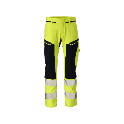 Calças, bolsos nos joelhos, calças ULTIMATE STRETCH Multisafe, alta visibilidade amarelo/preto-azul