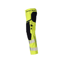 Calças, bolsos nos joelhos, calças ULTIMATE STRETCH Multisafe, alta visibilidade amarelo/preto-azul