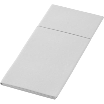 O Duniletto-Slim 40x33cm da Duni GmbH é um guardanapo de tecido branco dobrado com um padrão de textura discreto, perfeito como base higiênica ou alternativa elegante, exibido sobre um fundo branco simples.