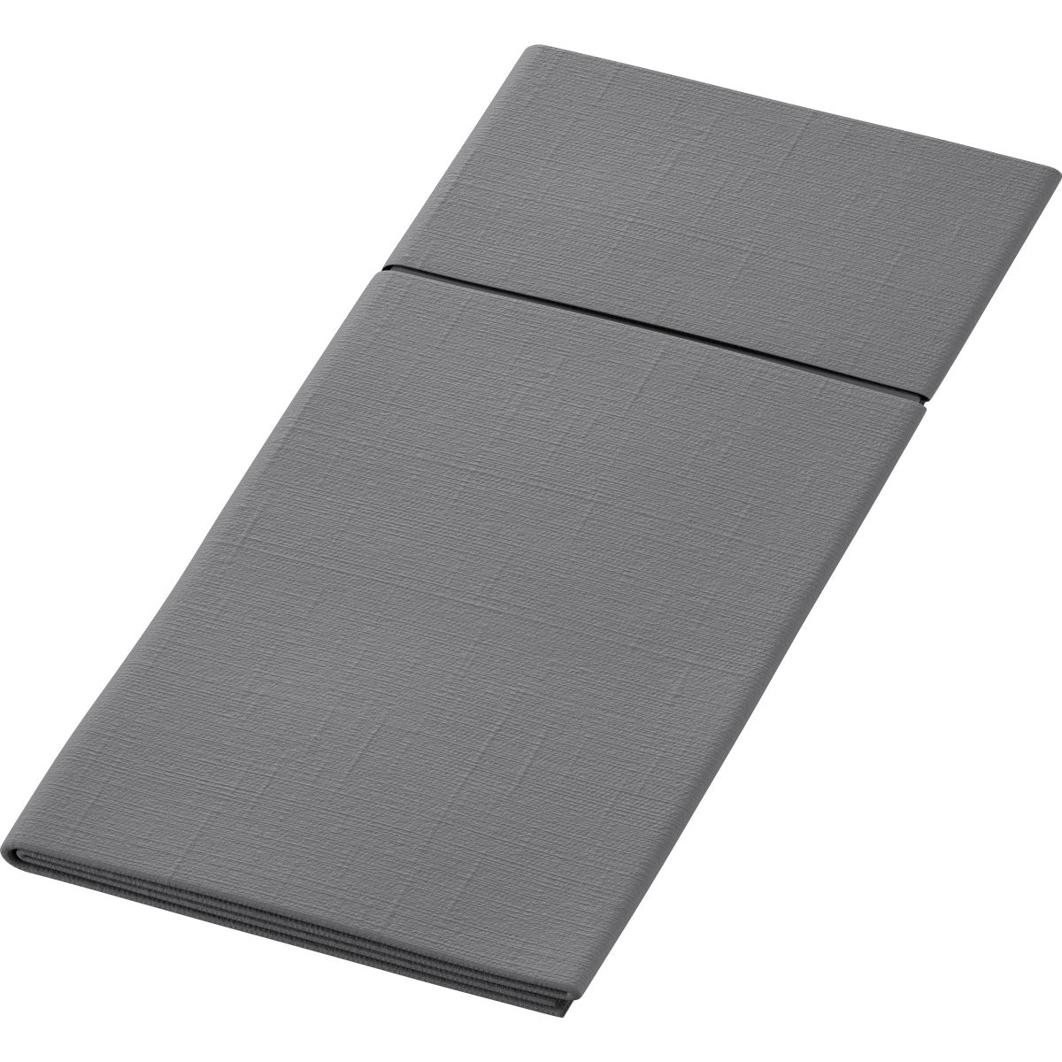 Um guardanapo de tecido cinza retangular Duniletto-Slim 40x33cm bem dobrado da Duni GmbH com um padrão de textura discreto sobre um fundo branco.