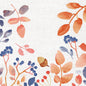 Folhas de outono aquareladas, bagas e bolotas em laranja, vermelho e azul sobre fundo branco texturizado - perfeito para decoração de mesa outonal com guardanapos Duni GmbH 33x33 3 camadas 1/4 Autumn Gradient (embalagem com 50 unidades).