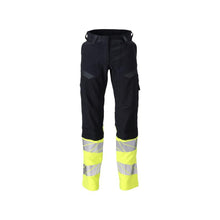 Calças, senhora, DIAMOND, bolsos nos joelhos, calças elásticas Multisafe, preto azul/amarelo de alta visibilidade