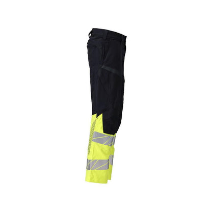 Calças, bolsos nos joelhos, calças ULTIMATE STRETCH Multisafe, preto azul/amarelo de alta visibilidade
