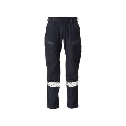 Calças, bolsos nos joelhos, calças ULTIMATE STRETCH Multisafe, preto azul/amarelo de alta visibilidade