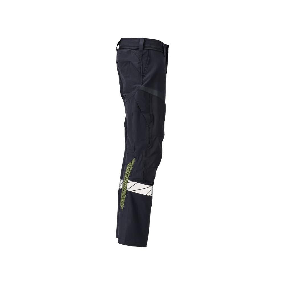Calças, bolsos nos joelhos, calças ULTIMATE STRETCH Multisafe, preto azul/amarelo de alta visibilidade