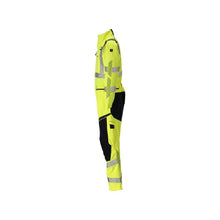 Macacão, bolsos nos joelhos, combinação de inserções elásticas Multisafe, alta visibilidade amarelo/preto-azul