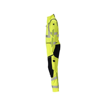 Macacão, bolsos nos joelhos, combinação de inserções elásticas Multisafe, alta visibilidade amarelo/preto-azul