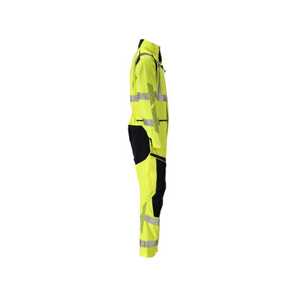 Macacão, bolsos nos joelhos, combinação de inserções elásticas Multisafe, alta visibilidade amarelo/preto-azul