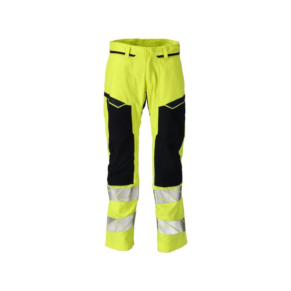 Calças com bolsos nos joelhos, inserções elásticas Calças Multisafe, alta visibilidade amarelo/preto-azul