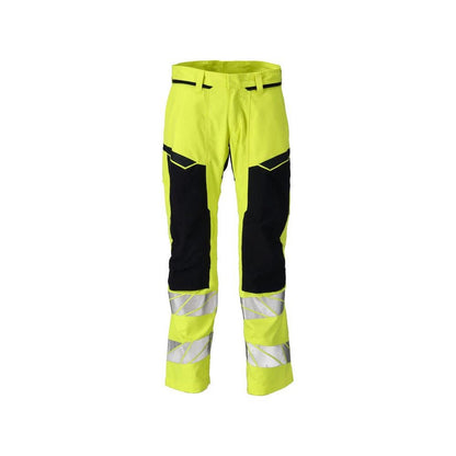 Calças com bolsos nos joelhos, inserções elásticas Calças Multisafe, alta visibilidade amarelo/preto-azul