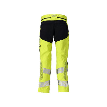 Calças com bolsos nos joelhos, inserções elásticas Calças Multisafe, alta visibilidade amarelo/preto-azul