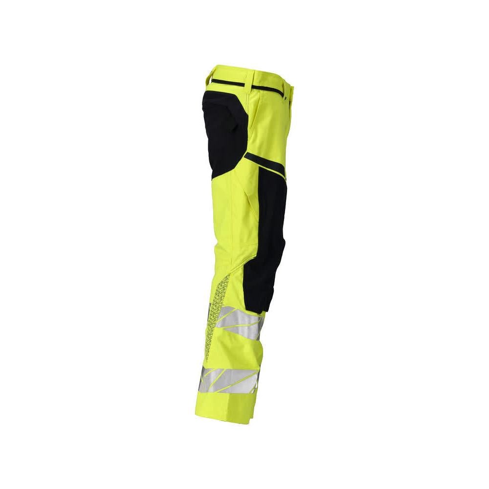 Calças com bolsos nos joelhos, inserções elásticas Calças Multisafe, alta visibilidade amarelo/preto-azul
