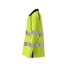 Camisa pólo, camisa pólo de manga comprida Multisafe, alta visibilidade amarelo/preto-azul