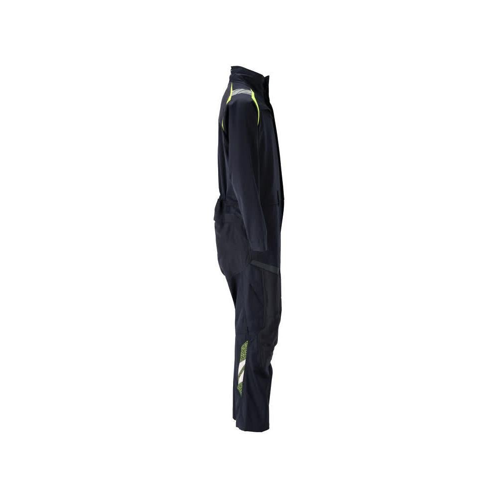 Macacão, bolsos nos joelhos, combinação de inserções elásticas Multisafe, preto azul/amarelo de alta visibilidade