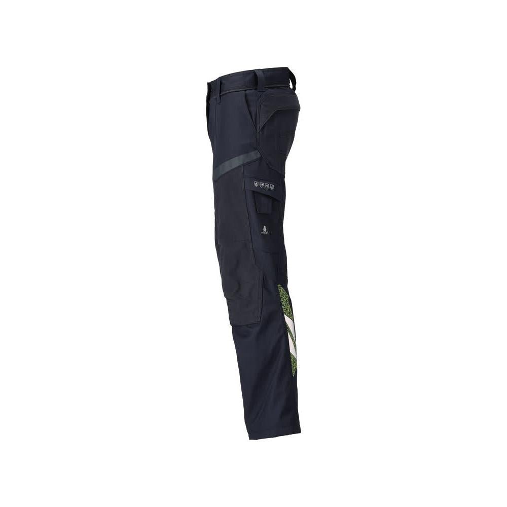 Calças com bolsos nos joelhos, calças Multisafe para mulher, preto azul/amarelo de alta visibilidade
