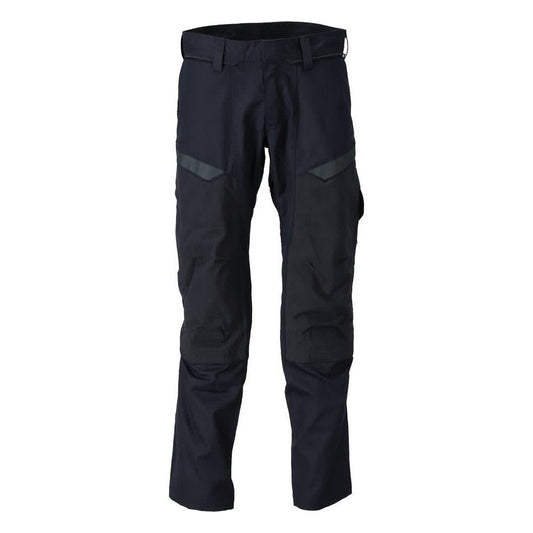 Calças com bolsos nos joelhos, inserções elásticas Calças Multisafe, preto azul/amarelo de alta visibilidade