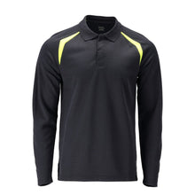 Camisa pólo, camisa pólo de manga comprida Multisafe, preto azul/amarelo de alta visibilidade