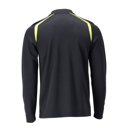 Camisa pólo, camisa pólo de manga comprida Multisafe, preto azul/amarelo de alta visibilidade