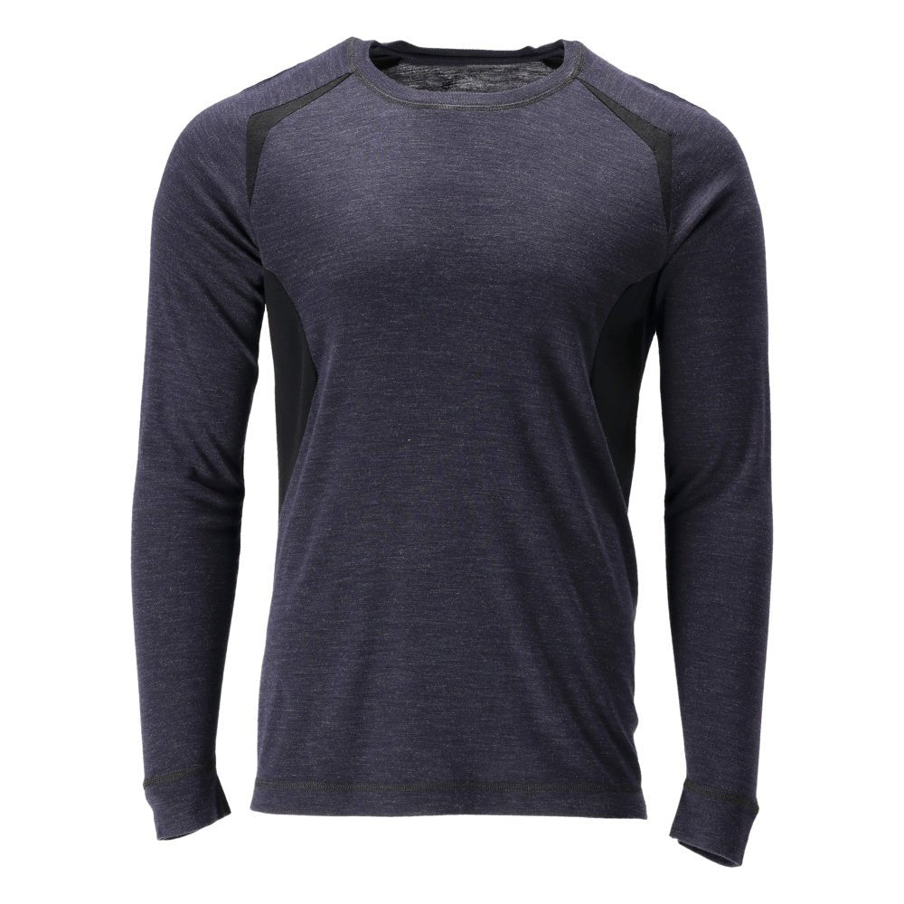 Camiseta funcional, camiseta de lã Multisafe, preto-azul