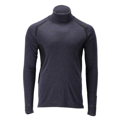 Camiseta funcional, gola alta, camiseta de lã Multisafe, preto-azul