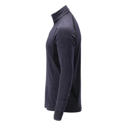 Camiseta funcional, gola alta, camiseta de lã Multisafe, preto-azul