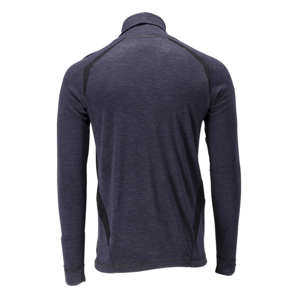 Camiseta funcional, gola alta, camiseta de lã Multisafe, preto-azul